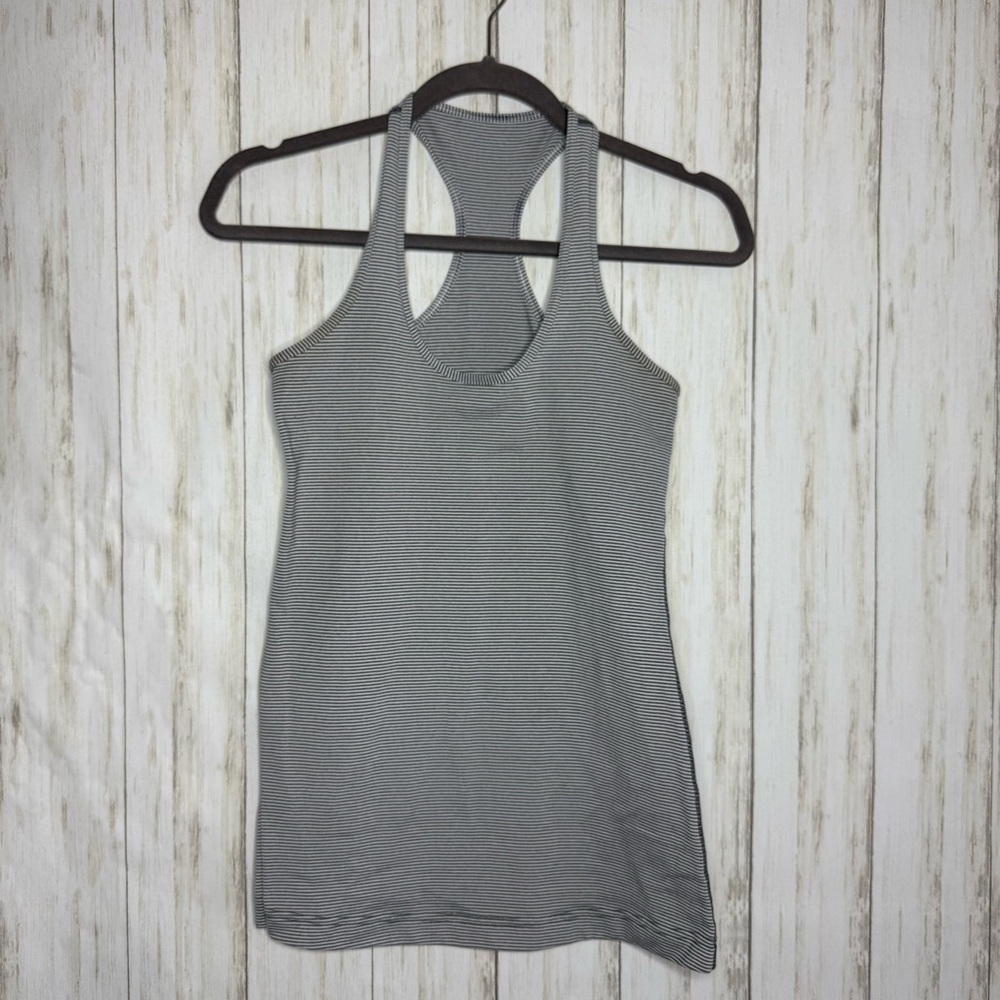 Lululemon Athletica Gray White Striped Tank Top